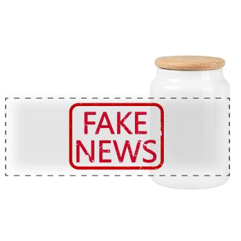 FAKE NEWS - Panoramic Cookie Jar with Wooden Lid - white - Front