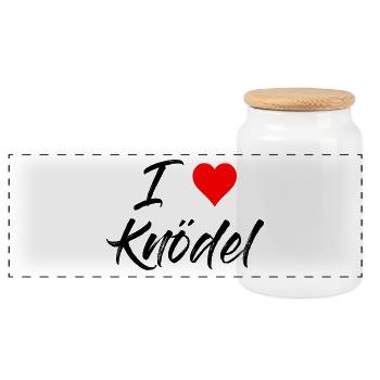 I love Knödel - Panorama Keksdose mit Holzdeckel - Weiß - Vorne