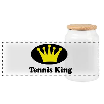 Tennis - Panorama Keksdose mit Holzdeckel - Weiß - Vorne