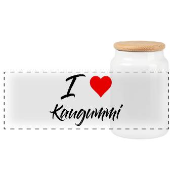 Kauen Gummi - I Love Kaugummi - Panorama Keksdose mit Holzdeckel - Weiß - Vorne