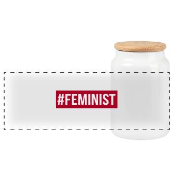 FEMINIST - Panoramic Cookie Jar with Wooden Lid - white - Front