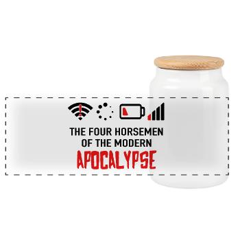 The Four Horsemen Of The Modern Apocalypse - Geek - Panoramic Cookie Jar with Wooden Lid - white - Front