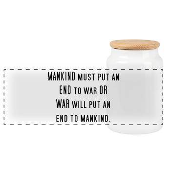 Gegen Krieg Pazifismus Spruch Philosophie Geschenk - Panorama Keksdose mit Holzdeckel - Weiß - Vorne