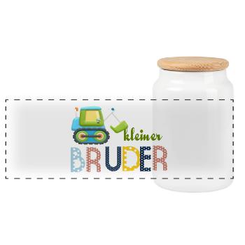 kleiner Bruder Traktor - Panorama Keksdose mit Holzdeckel - Weiß - Vorne