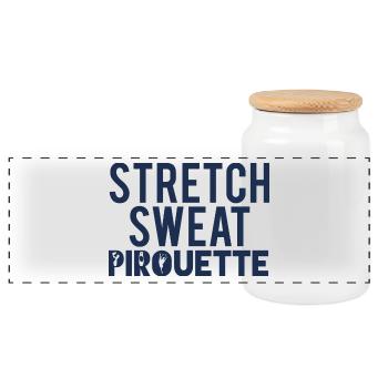 Ballett Geschenk Stretch - Sweat - Pirouette - Panorama Keksdose mit Holzdeckel - Weiß - Vorne