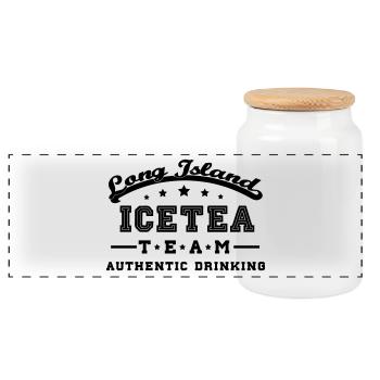 long island icetea team - Panorama Keksdose mit Holzdeckel - Weiß - Vorne