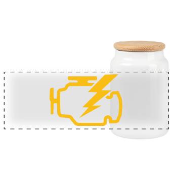 check engine light Zeichen Geschenkidee - Panorama Keksdose mit Holzdeckel - Weiß - Vorne