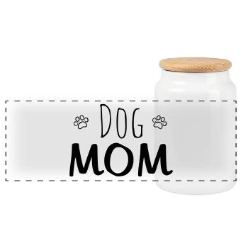 DOG MOM - Dog Mum Dog Dog Lover Pet - Panoramic Cookie Jar with Wooden Lid - white - Front