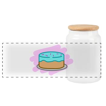 Gâteau avec des litières gâteaux délicieux cadeau - Boîte à biscuits avec couvercle en bois - blanc - Devant