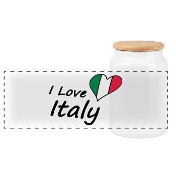 I Love Italy - Panorama Keksdose mit Holzdeckel - Weiß - Vorne