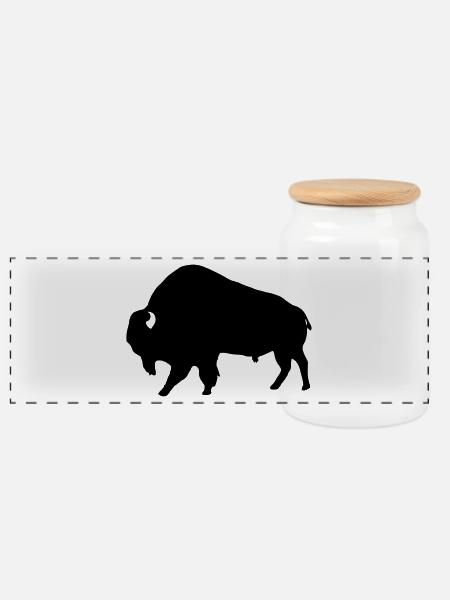 Bison - Panorama Keksdose mit Holzdeckel - Weiß