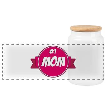 Mum of the year - Panoramic Cookie Jar with Wooden Lid - white - Front
