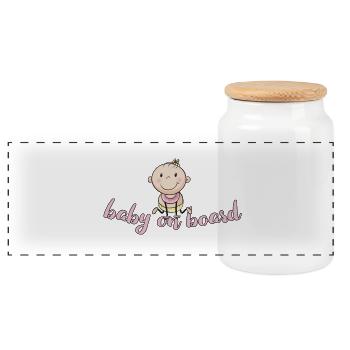 pregnant baby child born birth gift idea - Panoramic Cookie Jar with Wooden Lid - white - Front