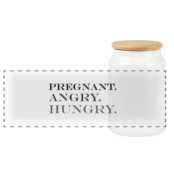 pregnant baby child born birth gift idea - Panoramic Cookie Jar with Wooden Lid - white - Front