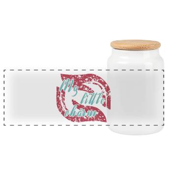 pregnant baby child born birth gift idea - Panoramic Cookie Jar with Wooden Lid - white - Front