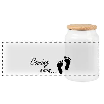 pregnant baby child born birth gift idea - Panoramic Cookie Jar with Wooden Lid - white - Front