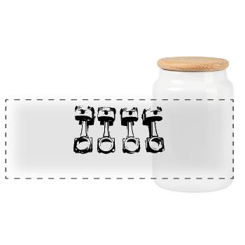 Connecting rod piston 4 cylinders - Panoramic Cookie Jar with Wooden Lid - white - Front