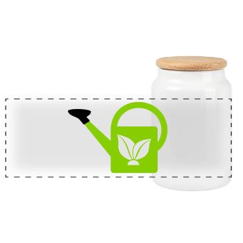 Watering can - Panoramic Cookie Jar with Wooden Lid - white - Front