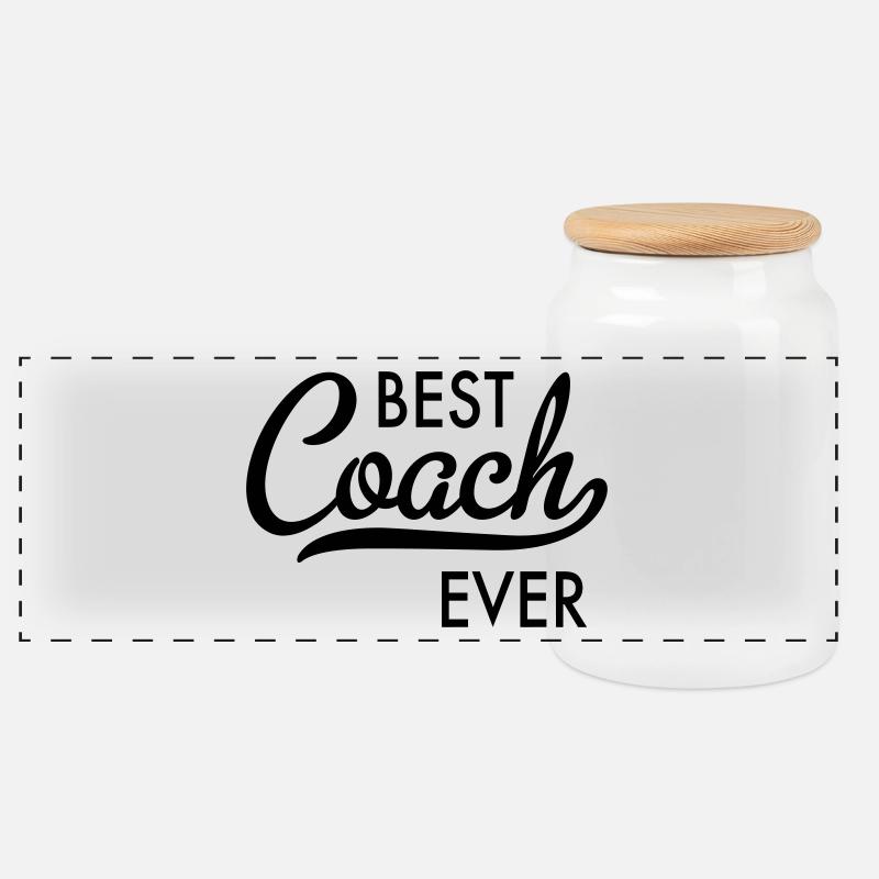 Bester Coach - Panorama Keksdose mit Holzdeckel - Weiß