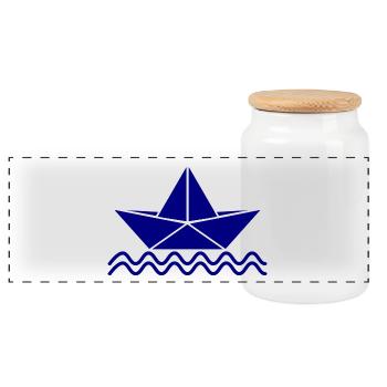 boat. sailing ship. holiday. ocean. sea. nature - Panoramic Cookie Jar with Wooden Lid - white - Front