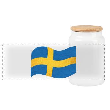 Le drapeau de la Suède Sverige - Boîte à biscuits avec couvercle en bois - blanc - Devant