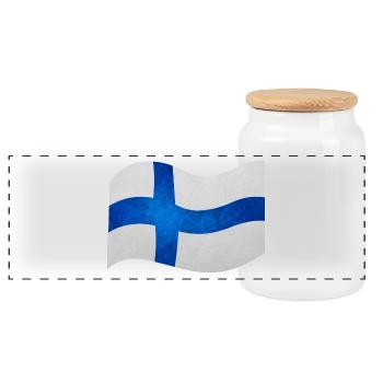 Carte/Drapeau de la Finlande - Boîte à biscuits avec couvercle en bois - blanc - Devant
