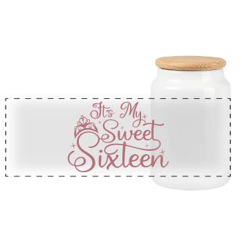 It's My Sweet Sixteen 16th Birthday 16 Years Old - Panoramic Cookie Jar with Wooden Lid - white - Front