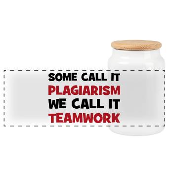 Plagiarism - Panoramic Cookie Jar with Wooden Lid - white - Front