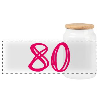 80 YEARS. 80TH ANNIVERSARY. BIRTHDAY 80 YEARS. 80 - Panoramic Cookie Jar with Wooden Lid - white - Front