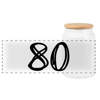 80 YEARS. 80TH ANNIVERSARY. BIRTHDAY 80 YEARS. 80 - Panoramic Cookie Jar with Wooden Lid - white - Front
