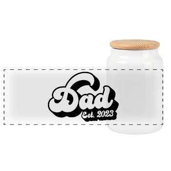 Papa est. 2023, Papa en devenir, Annonce de grossesse - Boîte à biscuits avec couvercle en bois - blanc - Devant