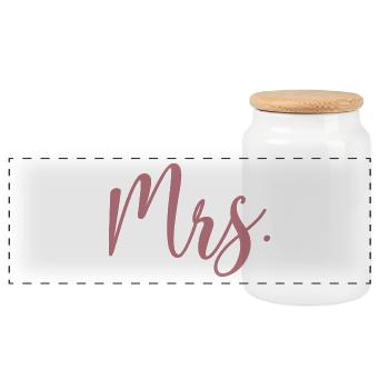 Mrs. Matching Paar Verlobung Hochzeit Flitterwochen - Panorama Keksdose mit Holzdeckel - Weiß - Vorne