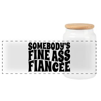 Somebody's Fine Ass Fiancée Bride To Be Engagement - Panoramic Cookie Jar with Wooden Lid - white - Front