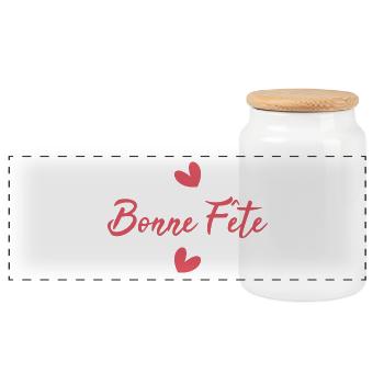 BONNE FÊTE. FÊTE DES MÈRES. FÊTE DES PÈRES. FÊTE - Boîte à biscuits avec couvercle en bois - blanc - Devant