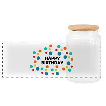 ALLES GUTE ZUM GEBURTSTAG!. ALLES GUTE ZUM GEBURTSTAG!. JAHRESTAG. - Panorama Keksdose mit Holzdeckel - Weiß - Vorne