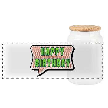 ALLES GUTE ZUM GEBURTSTAG. ALLES GUTE ZUM GEBURTSTAG. JAHRESTAG. - Panorama Keksdose mit Holzdeckel - Weiß - Vorne