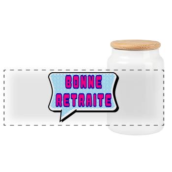 RETRAITE. RETRAITE. RETRAITEE. RETRAITE - Boîte à biscuits avec couvercle en bois - blanc - Devant