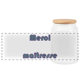 MERCI. MAÎTRESSE. MAÎTRE. MERCI MAÎTRESSE. MAITRE - Boîte à biscuits avec couvercle en bois - blanc - Devant
