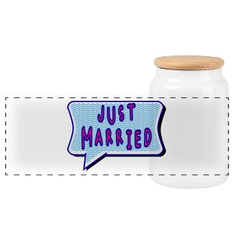 SAINT VALENTINE. bachelorette party. I LOVE YOU. I LOVE YOU. LOVE - Panoramic Cookie Jar with Wooden Lid - white - Front