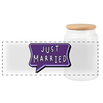 SAINT VALENTINE. bachelorette party. I LOVE YOU. I LOVE YOU. LOVE - Panoramic Cookie Jar with Wooden Lid - white - Front