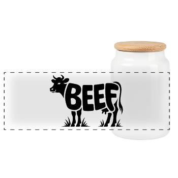 RINDFLEISCH - Cool Meat Logo - Panorama Keksdose mit Holzdeckel - Weiß - Vorne