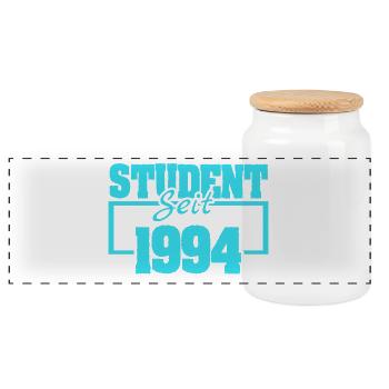 Student 1994 - Panorama Keksdose mit Holzdeckel - Weiß - Vorne