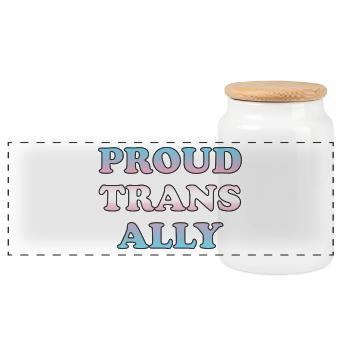 Stolzer Trans-Ally-Farbverlaufstext - Panorama Keksdose mit Holzdeckel - Weiß - Vorne