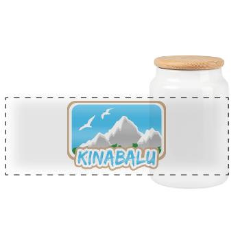 Kinabalu - Panorama Keksdose mit Holzdeckel - Weiß - Vorne