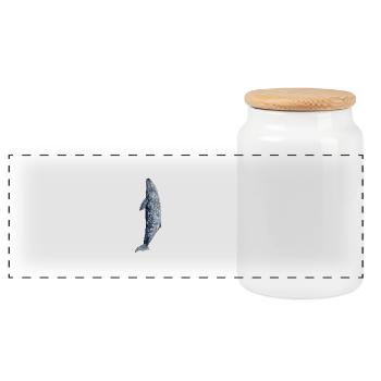Baleine grise - Baleine grise - baleine grise - Boîte à biscuits avec couvercle en bois - blanc - Devant
