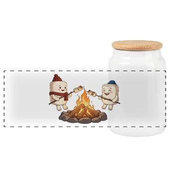 Amis de guimauves au feu de camp - Boîte à biscuits avec couvercle en bois - blanc - Devant
