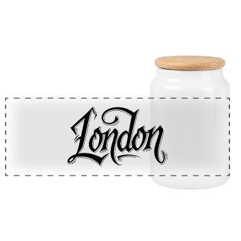 Londres - Boîte à biscuits avec couvercle en bois - blanc - Devant