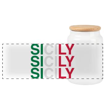 SIZILIEN Sicily Italien Italia Italy Flag - Panorama Keksdose mit Holzdeckel - Weiß - Vorne