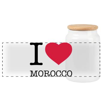 I LOVE MOROCCO Marokko - Panoramic Cookie Jar with Wooden Lid - white - Front