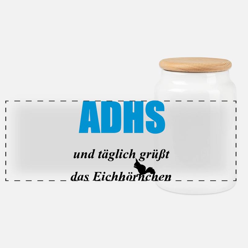 ADHS Eichhörnchen Geschenk - Panorama Keksdose mit Holzdeckel - Weiß